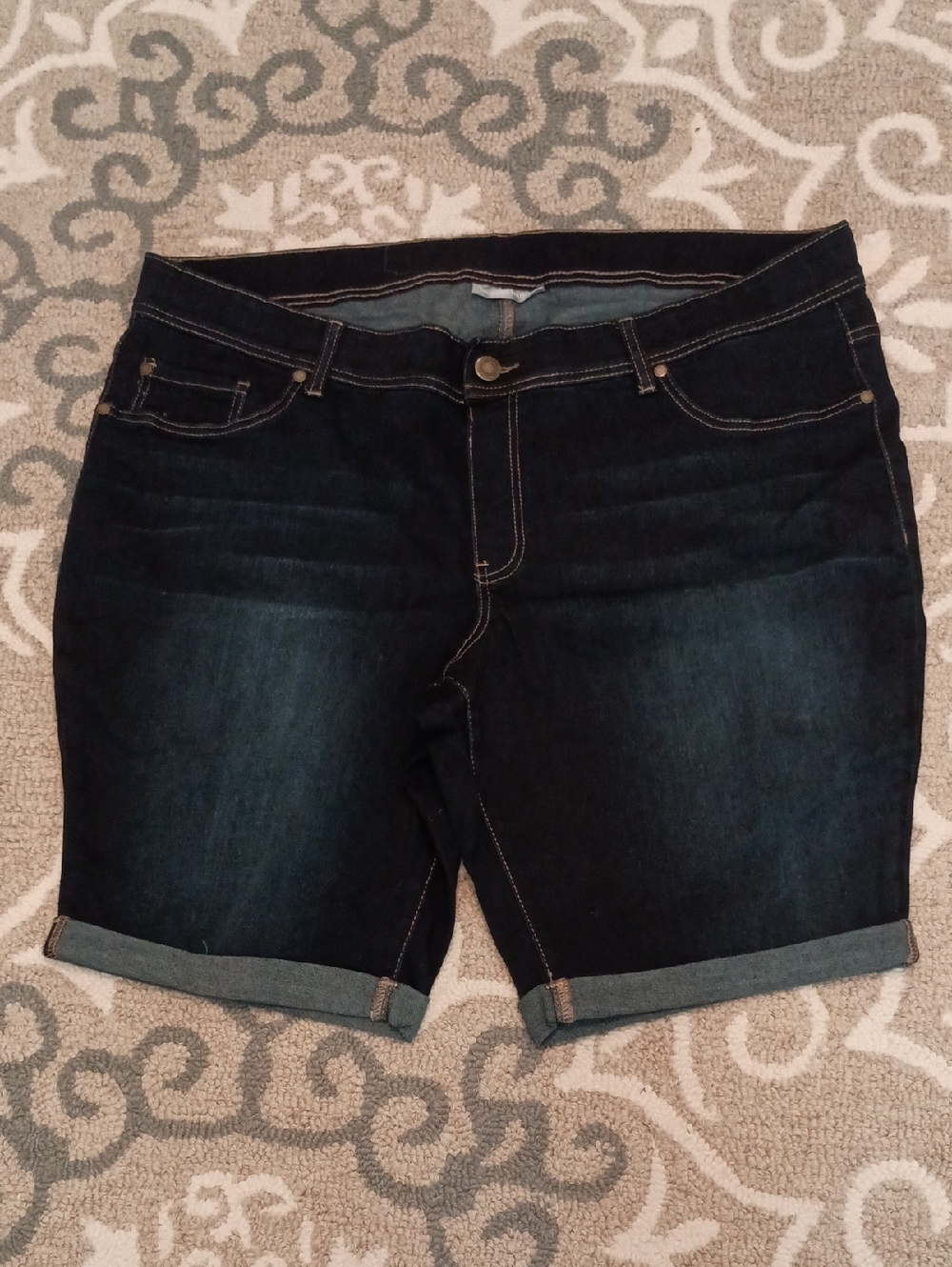Woman Within Dark Indigo Rolled Cuff Jean Shorts